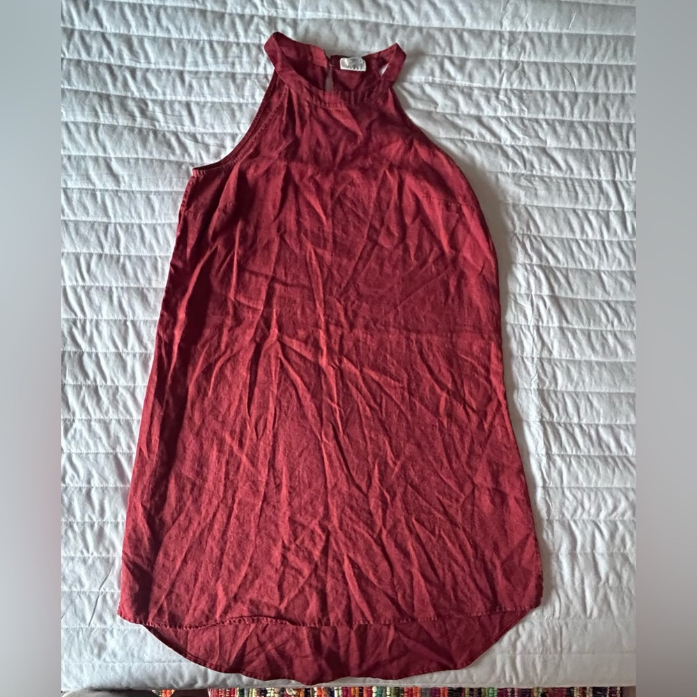 Red Linen Sleeveless Dress